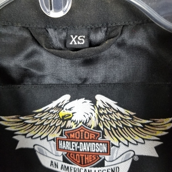 Harley Davidson Motorcycle Jacket Full Zip Black Embroidered Fire Red Gold Women - Picture 4 of 16